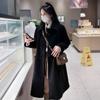 Черный роговой пуговица Шерстяное пальто Женское Короткое Осень/Зима Обновленное Хепберн Шерстяное пальто Длинная секция