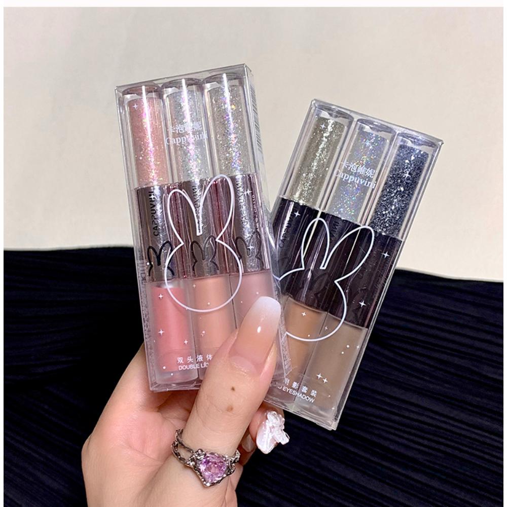 Жидкие тени для век Cool Black Series, перламутровая подводка для глаз, блестящие блестки, ручка шелкопряда, подсветка косметики для глаз, блестящий макияж