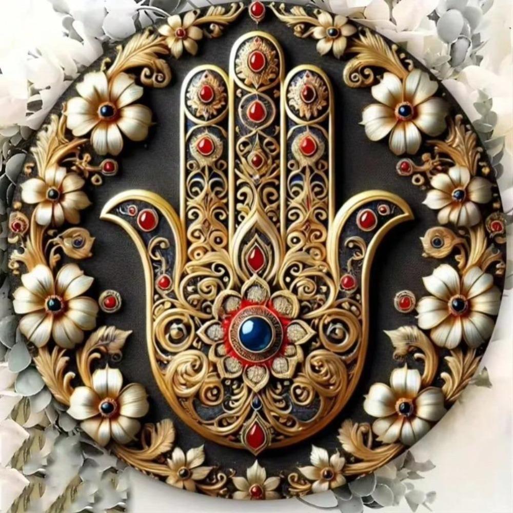 Винтажная металлическая настенная art Рука Фатимы Круглая ретро домашний декор Подарок