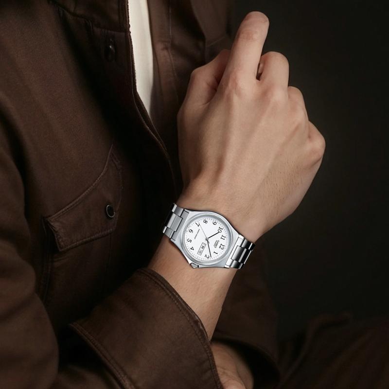 Casio Серия STANDARD, водонепроницаемые и элегантные для жизни, кварцевый механизм, ремешок из нержавеющей стали, японские и корейские часы, мужские часы, MTP-1240DJ-7BJH