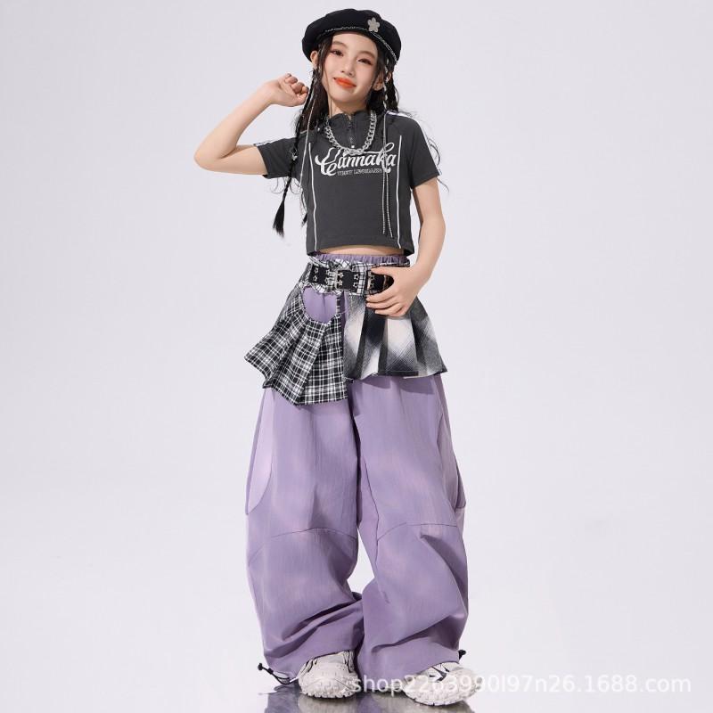Girls Hip Hop Dance Outfit Kids Jazz Performance Top Pants Set Street Style Stage Wear