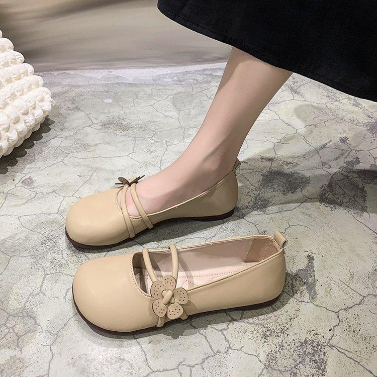 Туфли Мэри Джейн женская обувь 2025 осень новая французские с юбкой одинарные туфли на мягкой подошве туфли-бини беременные женщины маленькие кожаные туфли