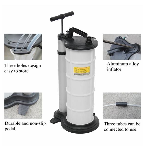 9L Vacuum Oil Fluid Extractor Pump Petrol Fluid Transfer Engine Motorbike Car Oil Manual Suction Pump Black&White 31x25x65cm