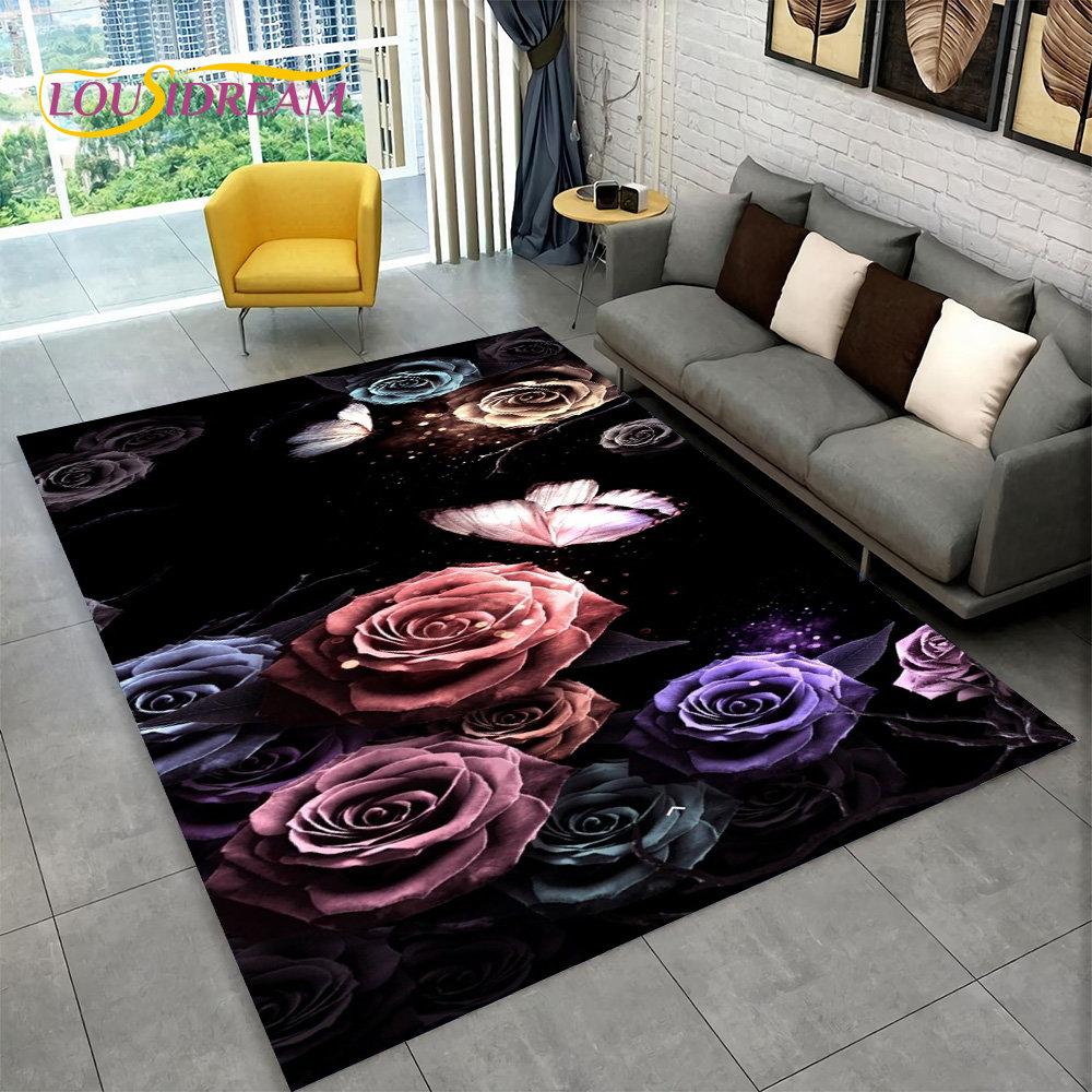 3D Nordic Luxury Flower Floral Area Rug Large, ковер для дома, гостиной, спальни, дивана, коврика для двери, декора, детские нескользящие коврики