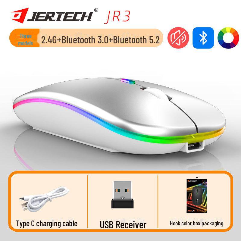 JERTECH Бесшумная беспроводная Bluetooth перезаряжаемая многорежимная мышь