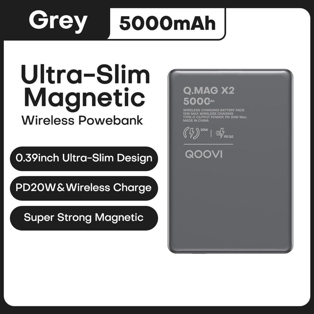 QOOVI Power Bank Беспроводная быстрая зарядка PD20W Ультратонкий внешний аккумулятор Портативное зарядное устройство для Magsafe Для iPhone 16 15 14 13 12