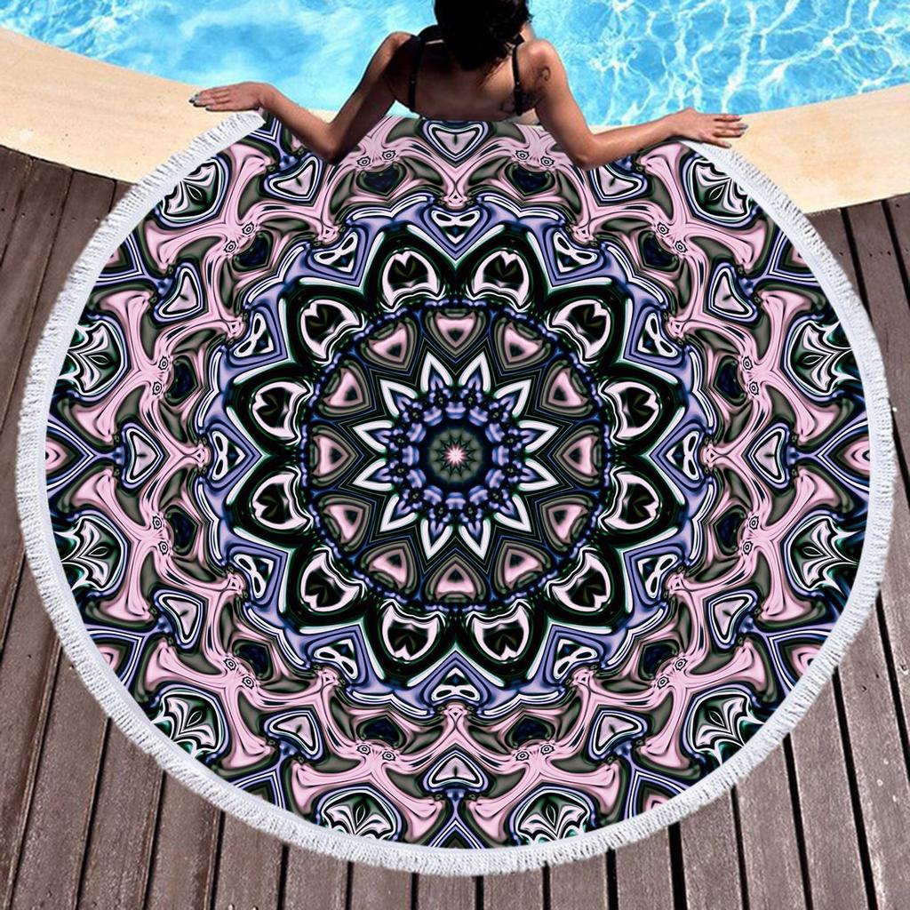 Direct Supply Explosive Round Beach Towel Microfiber Quick-Drying Water-Absorbing Bohemian Fringed Beach Towel