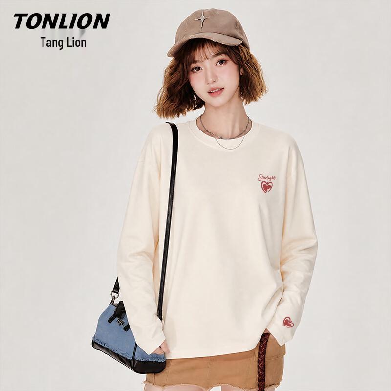 Женская повседневная футболка TonLion из чистого хлопка с длинным рукавом