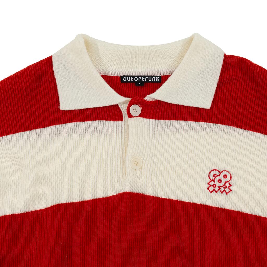 OUT OF TRUNK Stripe Collar Knit Red (Men)