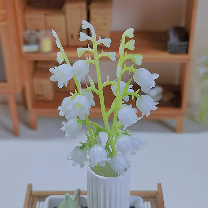 1:12 Dollhouse Miniature Lily Of The Valley Pot Plant Mini Tree Potted For Green Plant In Pot Doll House Furniture Home Decor