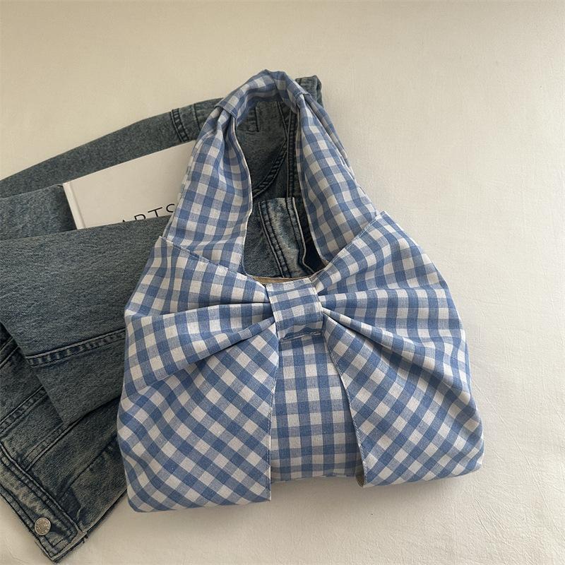 Retro Plaid Vest tote bag stylish new style underarm retro handbag Girl's Travel Shoulder Handbags Lightweight Shopping Bag