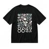 Men's Comfortable Classic T-Shirt Watercolor Flowers and Retro Digit Design Tee