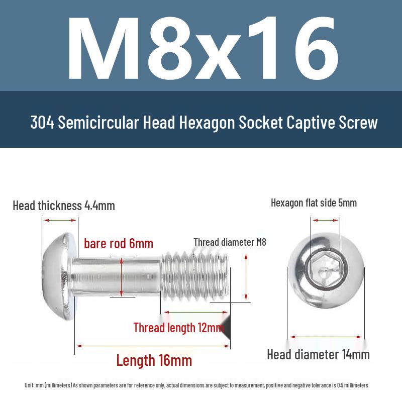 Yigu 304 Stainless Steel Anti-Loosening Hex Socket Captive Screws - M2/M3
