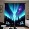 Aurora Borealis Curtains 2pcs – Colorful Northern Lights & Tree Silhouettes, Mystical Nature Art for Home Decor