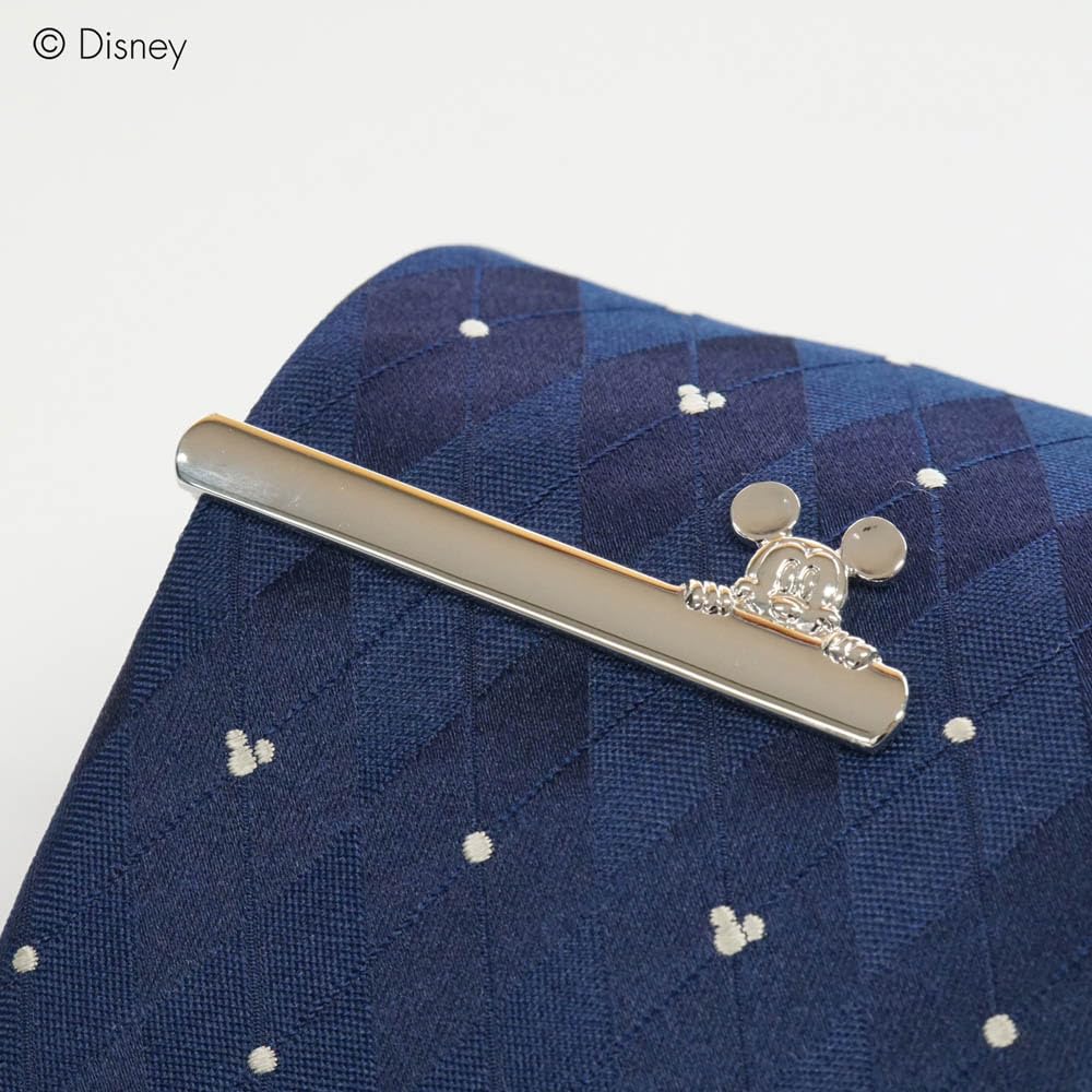 Disney Mickey Mouse Tie Tie Bar Set Includes Tie and Tie Clip & (Navy Blue, Wa-09) -