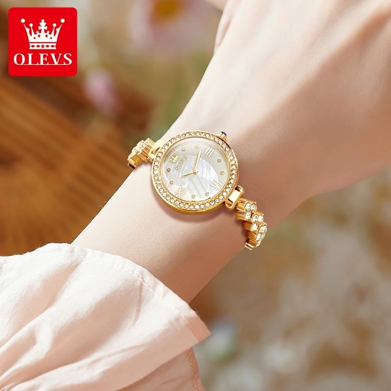 Full Circle Diamond Inlaid Quartz Watch for Women, Light Luxury Waterproof Watch, Valentine's Day Gift Watch