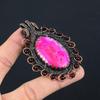 Pink Dendrite Opal Gemstone Pure Copper Wire Wrapped Handmade Pendant Jewelry