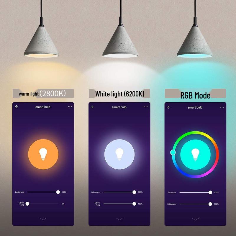 Умная RGB LED Лампочка E27 9W, Семицветная, WiFi