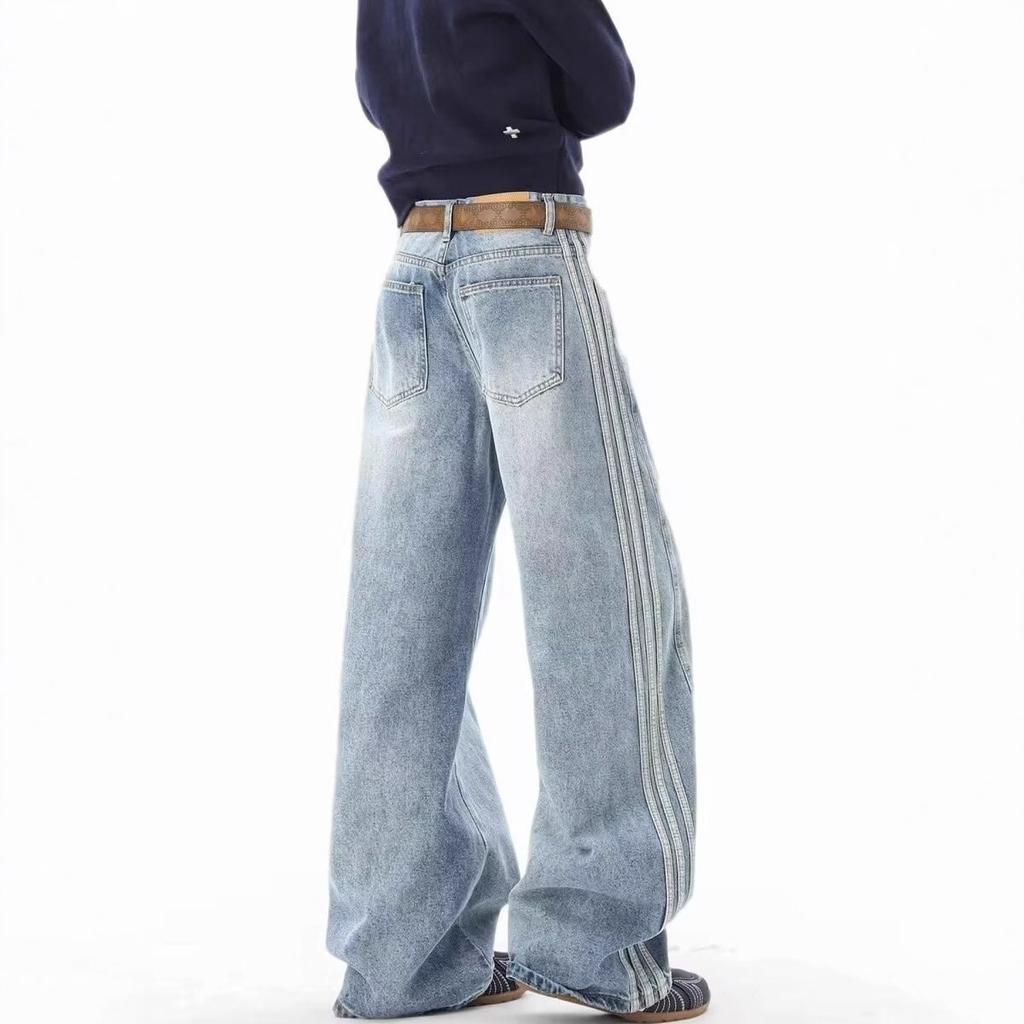 Джинсы JYL Унисекс Bootcut Американский Винтаж Весна Нишевые Свободные Модные Джинсовые для Пары