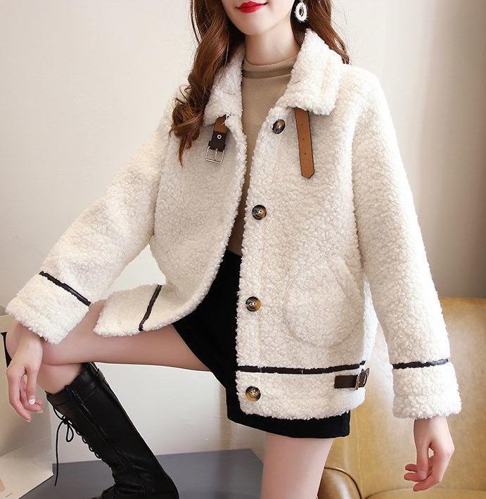 Осеннее женское утолщенное пальто из овечьей шерсти в Корейском стиле, свободная теплая одежда больших размеров с длинными рукавами