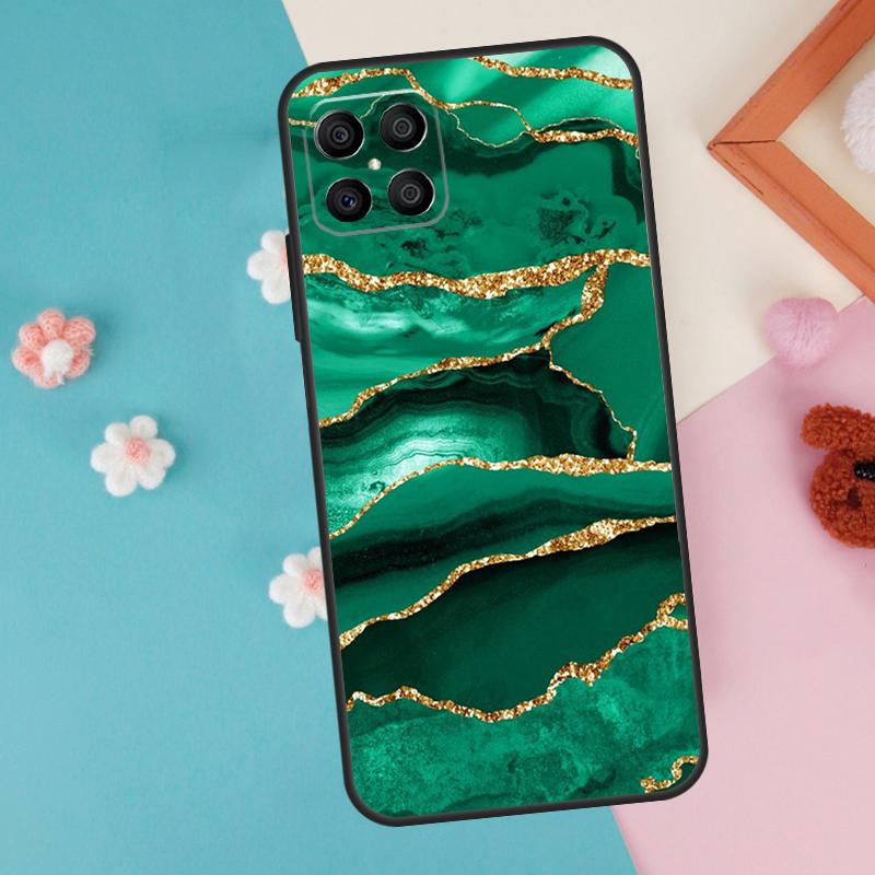Gold Indigo Faux Malachite Case For Honor Magic 7 Lite 5 6 Pro Honor X9a X8a X8 X9 X8b X9c X9b 50 70 90 200 Lite Cover