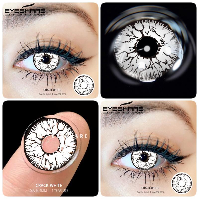 Eyeshare 1Pair Color Contact Lenses for Eyes Multicolored Lenses Anime Cosplay Eye Contacts Halloween White Black Lenses Yearly