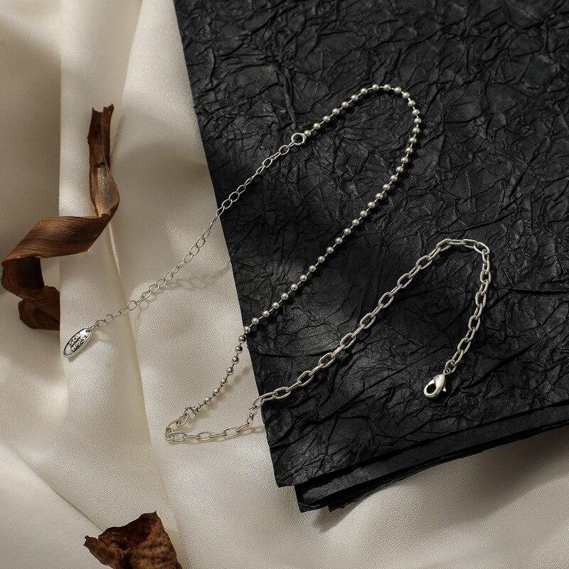 Ожерелье ручной работы из стерлингового серебра 925 пробы, асимметричное короткое ожерелье из тайского серебра с ключичной цепочкой для женщин S-N670