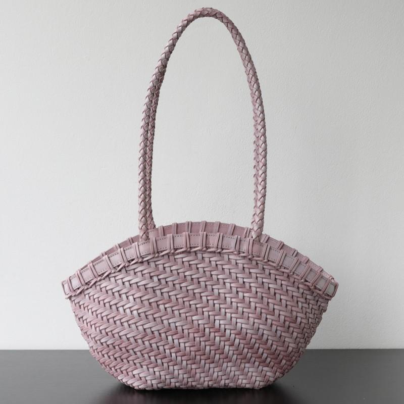 Handwoven Vegan-Friendly Vegetable-Tanned Leather Tote Bag Shell Shape Boho Chic Shoulder Daily Use