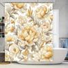 Luxury Vintage Floral Print Shower Curtain Waterproof Bathroom Decor White Yellow Gold Colorful Artistic Design Wall Hanging Dec