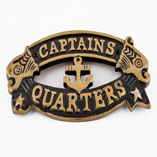 Captain's Quarters Door Plate Nautical Charm Plaque, Ship Boat Sign, Maritime Decor Wall Art for Home, Office