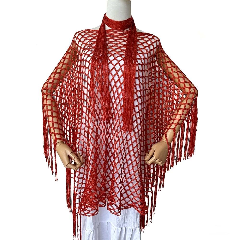2pcs Tassel Shawl Shawl and Scarf Set Hollowed Out Fringed Cape Summer Sun Shawl  for Swimming