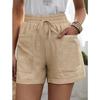 Women's High-Waist Linen Shorts: Solid Color, Loose Fit, Wide-Leg