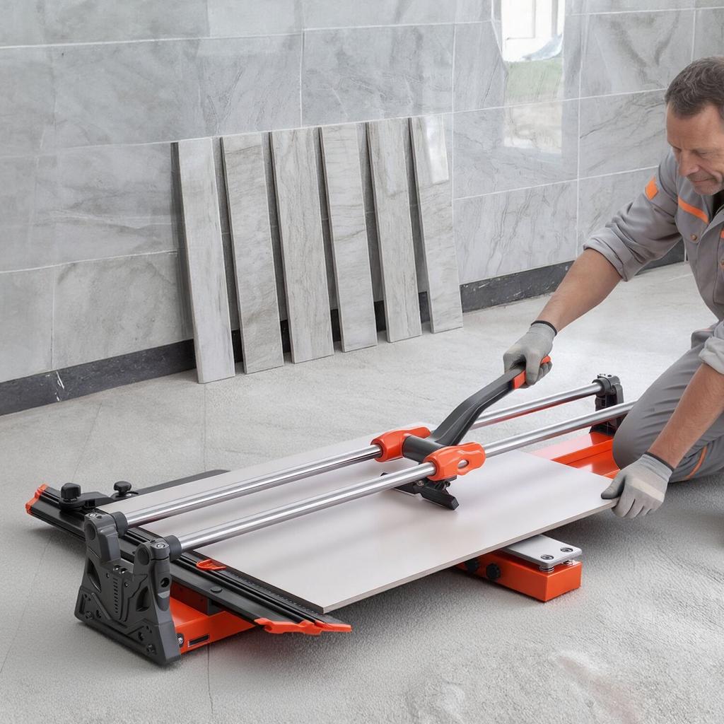 1000 mm Manual Tile Cutter, Upgraded Sliding Head Cutting Tool with Spring-Loaded Base, Angle Fence, Tungsten Carbide Cutting Wheel, Alignment Guide,