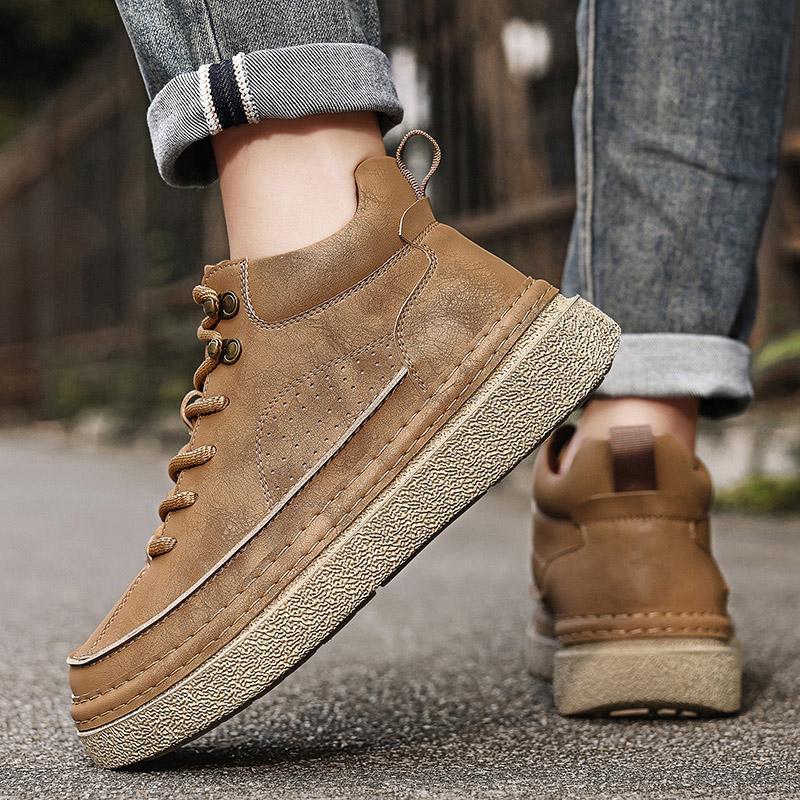 Fashion Hand-stitching Leather Men Boots Comfortable Ankle Boots For Men Casual Leather Shoes
