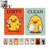 Dishwasher Cleaning Status Sign Clean Dirty Magnet, Acrylic Cartoon Animal Sign, Reminder Double-Sided & Magnet for Kitchen Decoration