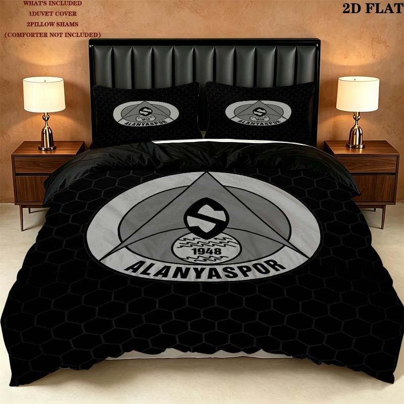 Alanyaspor Pattern Bedding uilt Set uilt Cover Pillowcase Home Decoration Birthday Gift (1 * duvet cover + 2 * pillowcase without core)