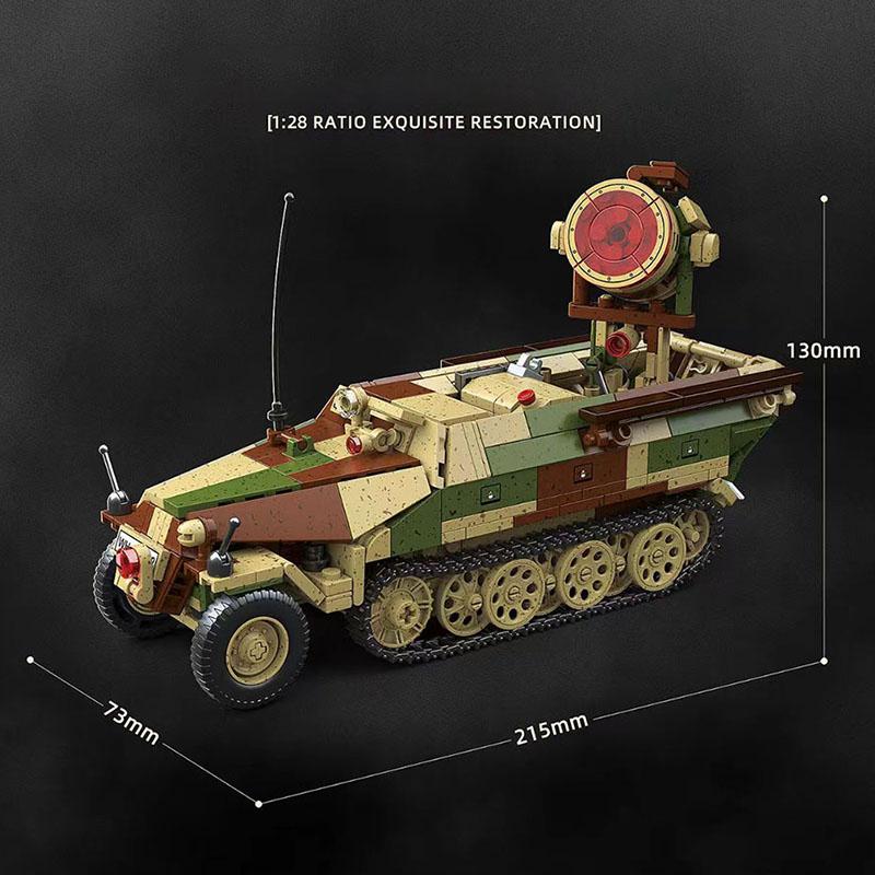 Military War World 2 MOC 1267pcs Sd.Kfz.251/20 Armor Halftrack Set Building Blocks WW2 Soldier Figures Bricks Toys For Boys Gift