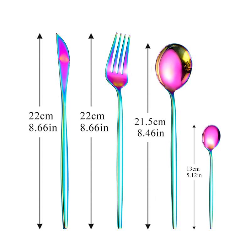 Столовая посуда Rainbow Silverware Набор столовых приборов из нержавеющей стали 304 Вилка Ложка Нож Роскошные столовые приборы Домашний кухонный обеденный сервиз Прямая поставка