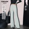 Женские расклешенные леггинсы TonLion из ледяного шелка с высокой талией