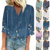 Женская рубашка, блузка, повседневные свободные рубашки, рукава 3/4, топы с v-образным вырезом и принтом, топы с принтом, футболки, футболки