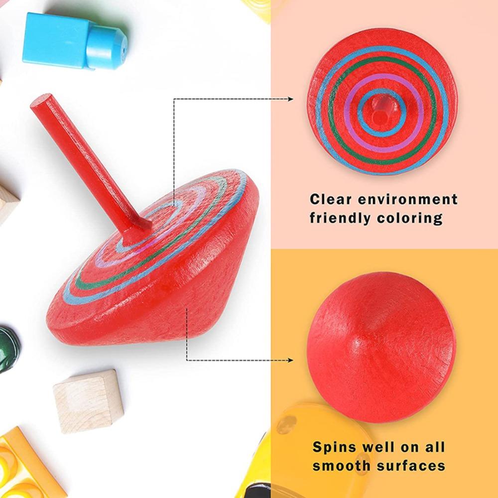 Gyro Toys Peg-Top Wooden Gyro Toys Woode Spinning Top Toy Desktop Spinning Top Wooden Rotate Gyro
