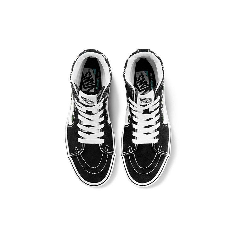Vans Sk8 Принт Паттерн Амортизирующие Прочные Легкие Дышащие Высокие Кеды для Скейтбординга Унисекс Кеды для Скейтбординга Черные VN0A3WMB49K