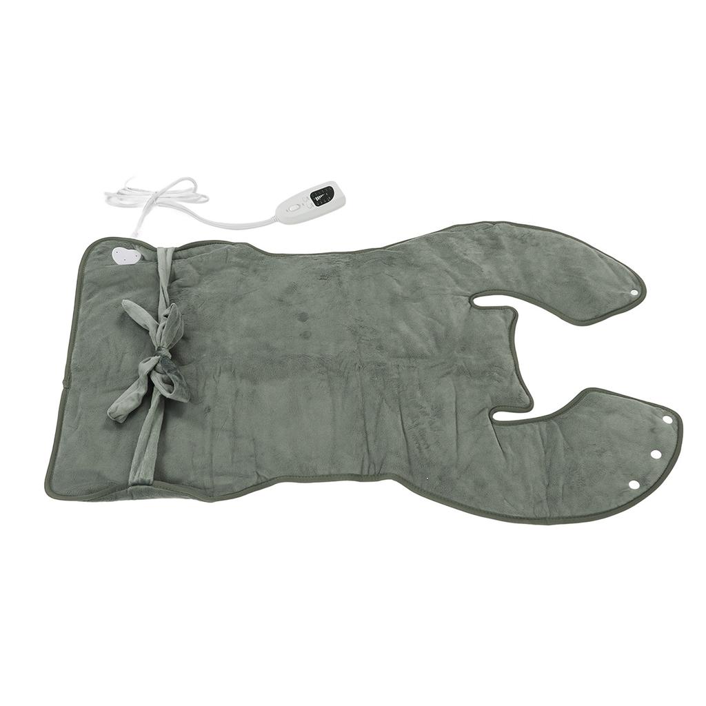 Back Heating Pad Dark Grey Soft Plush Hands Free Design Ergonomic Neck Outline 6 Temperature