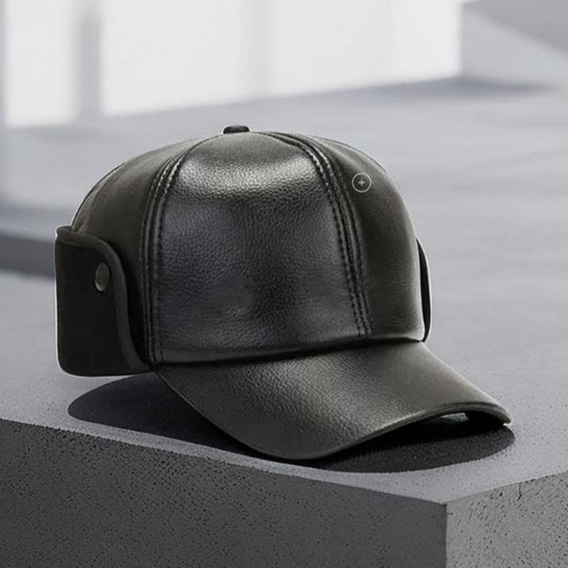 Осенние и зимние кожаные шапки для людей среднего и пожилого возраста, мужские зимние шляпы с козырьком для пап, зимняя теплая и универсальная защитная шапка для ушей