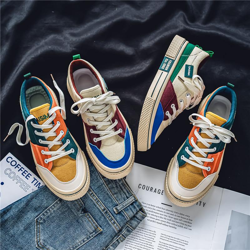 Men 's Casual Four Seasons Fashion Canvas Skateboarding Students Comfortable Sneakers Boys Trending Soft Sole Breathable Shoes