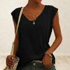 Женская футболка, однотонный пуловер без рукавов, простой летний топ с v-образным вырезом, повседневная одежда