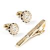 Men's High-end Diamond Studded Gold Tie Clip Cufflink Set