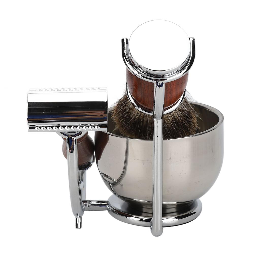Набор для ухода за бритьем для мужчин со сменными лезвиями, ручной триммер для бороды, помазок для бритья и набор ножей