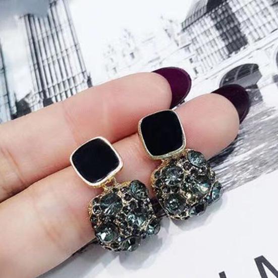 1 пара женских серег со стразами, квадратные, винтажные, не тускнеющие, блестящие, роскошные серьги-пусеты для подарка