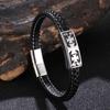 Fashion Cross Pattern Shape Men's Stainless Steel Leather Bracelet Classic For Handsome Boys Birthday Gift